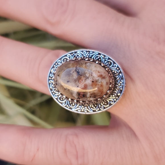 New Dendritic Opal 925 Silver Statement Ring. - Picture 5 of 16